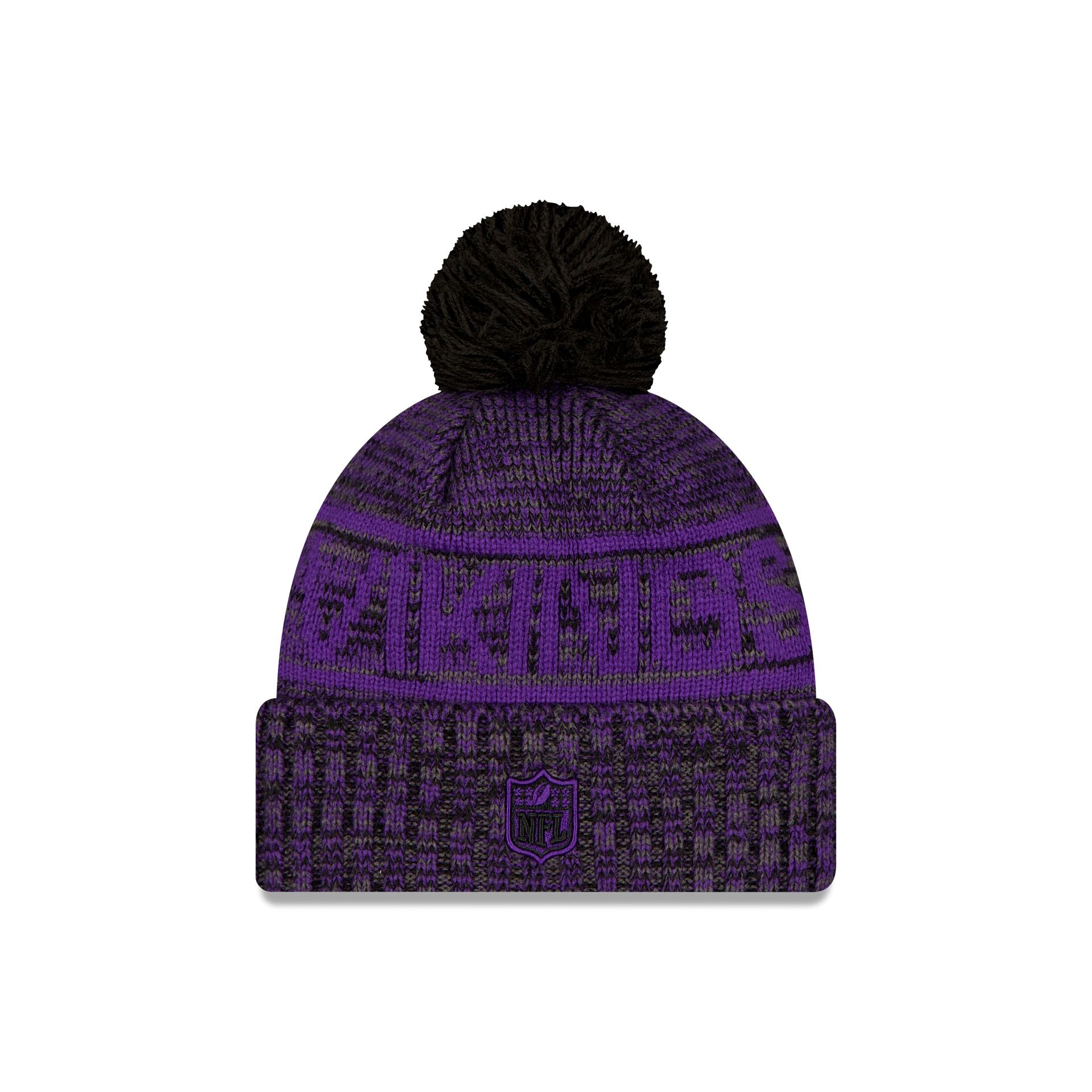 Minnesota Vikings 2025 Sideline Cold Weather Black Pom Knit Hat - Image 2
