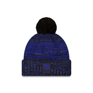 New York Giants 2025 Sideline Cold Weather Black Pom Knit Hat