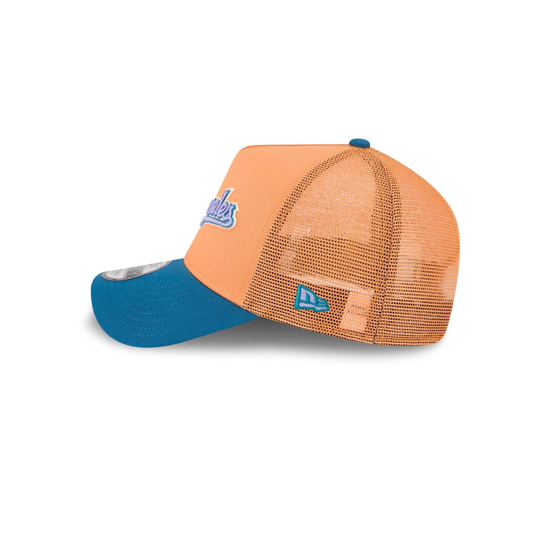 Los Angeles Dodgers Orange Glaze 9FORTY A-Frame Trucker Hat - Image 4