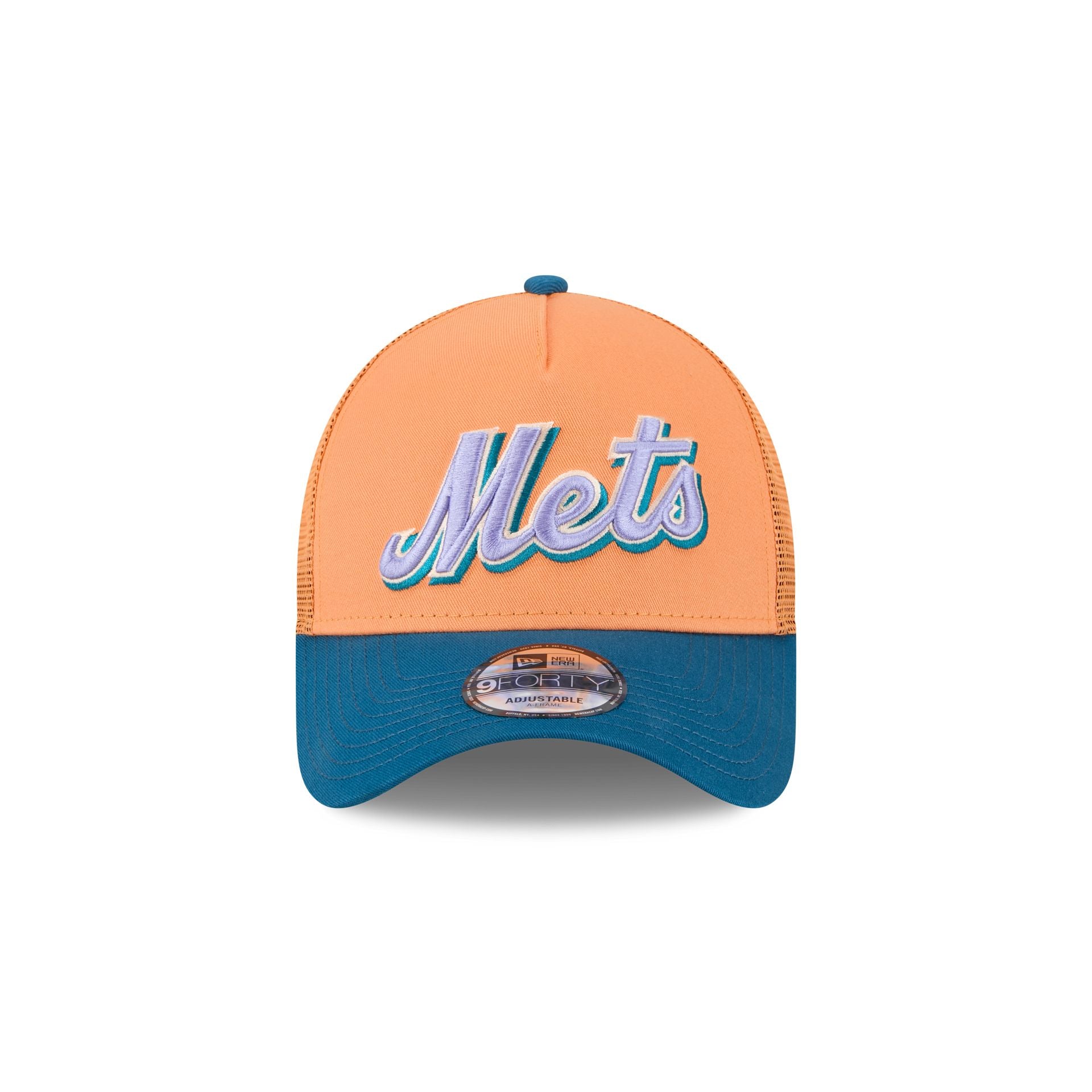 New York Mets Orange Glaze 9FORTY A-Frame Trucker Hat - Image 2