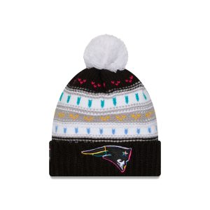 New England Patriots 2025 Crucial Catch Women's Pom Knit Hat
