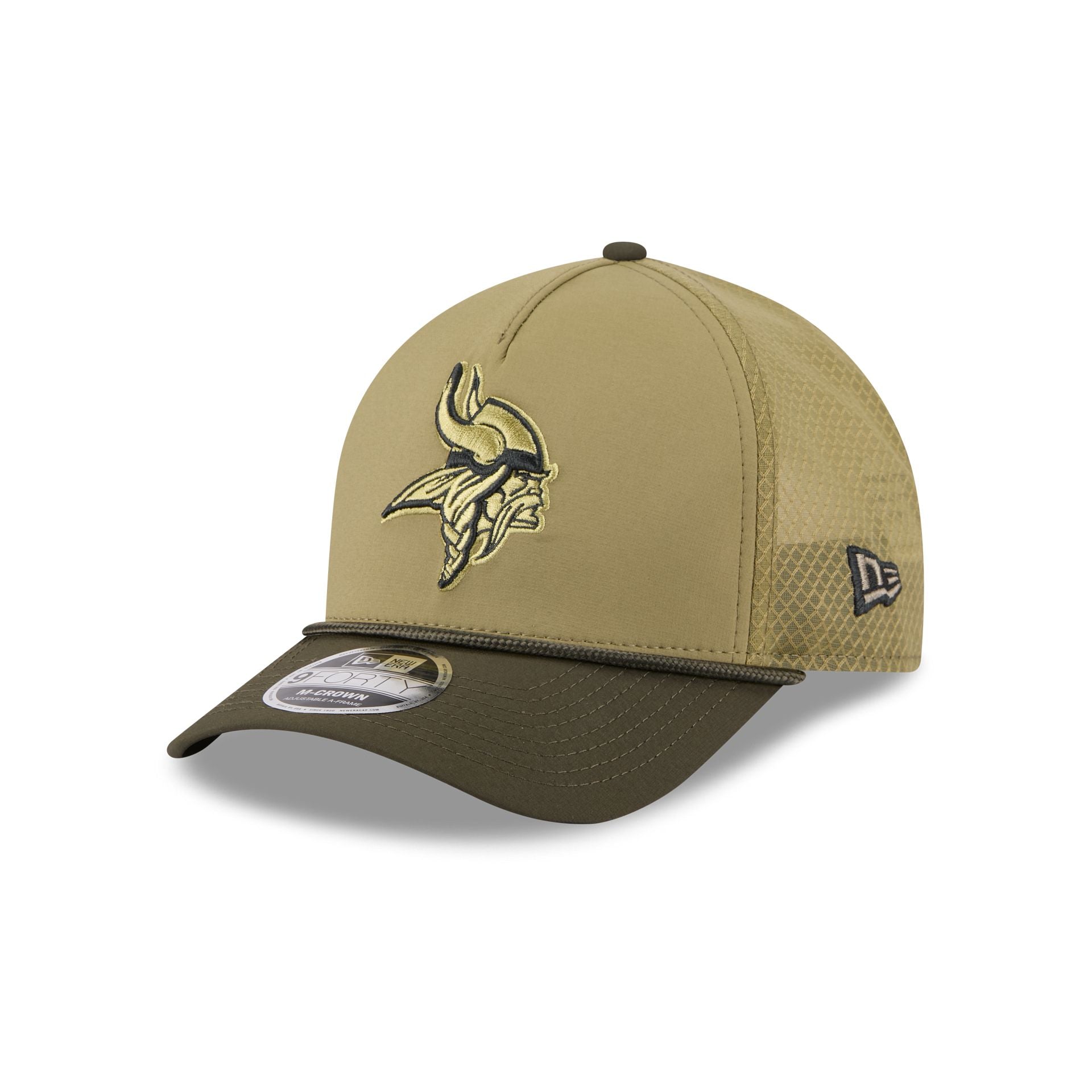 Minnesota Vikings 2025 Salute to Service 9FORTY M-Crown A-Frame Trucker Hat - Image 3