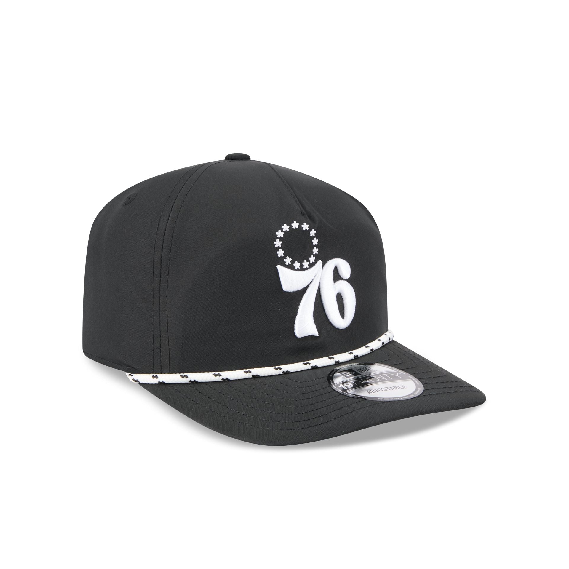 Philadelphia 76ers Black and White Rope 19TWENTY Snapback Hat - Image 3
