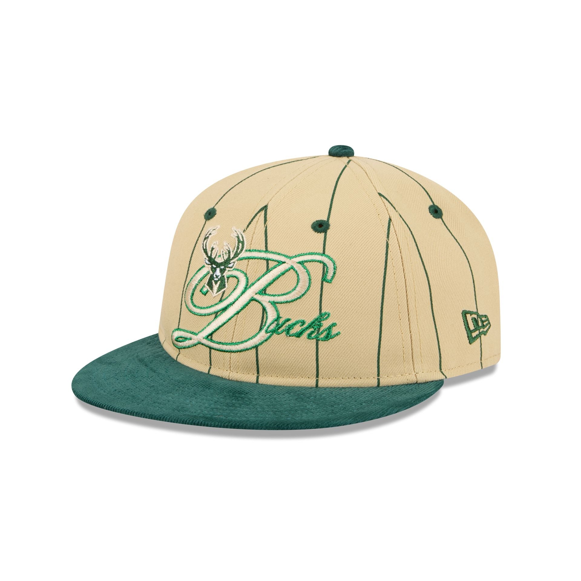 Milwaukee Bucks Pinstripe Script Retro Crown 9FIFTY Adjustable Hat