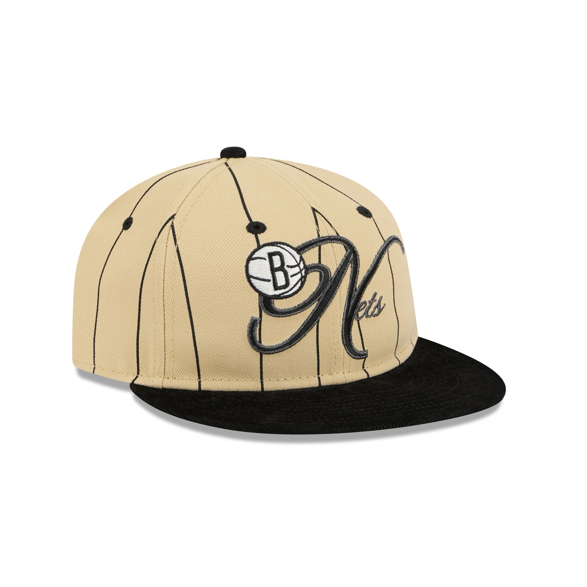 Brooklyn Nets Pinstripe Script Retro Crown 9FIFTY Adjustable Hat - Image 3