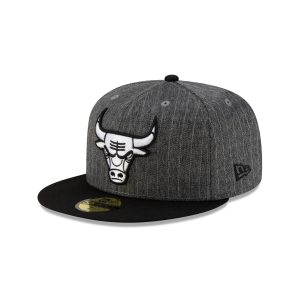 Just Caps Black Pinstripe Chicago Bulls 59FIFTY Fitted Hat