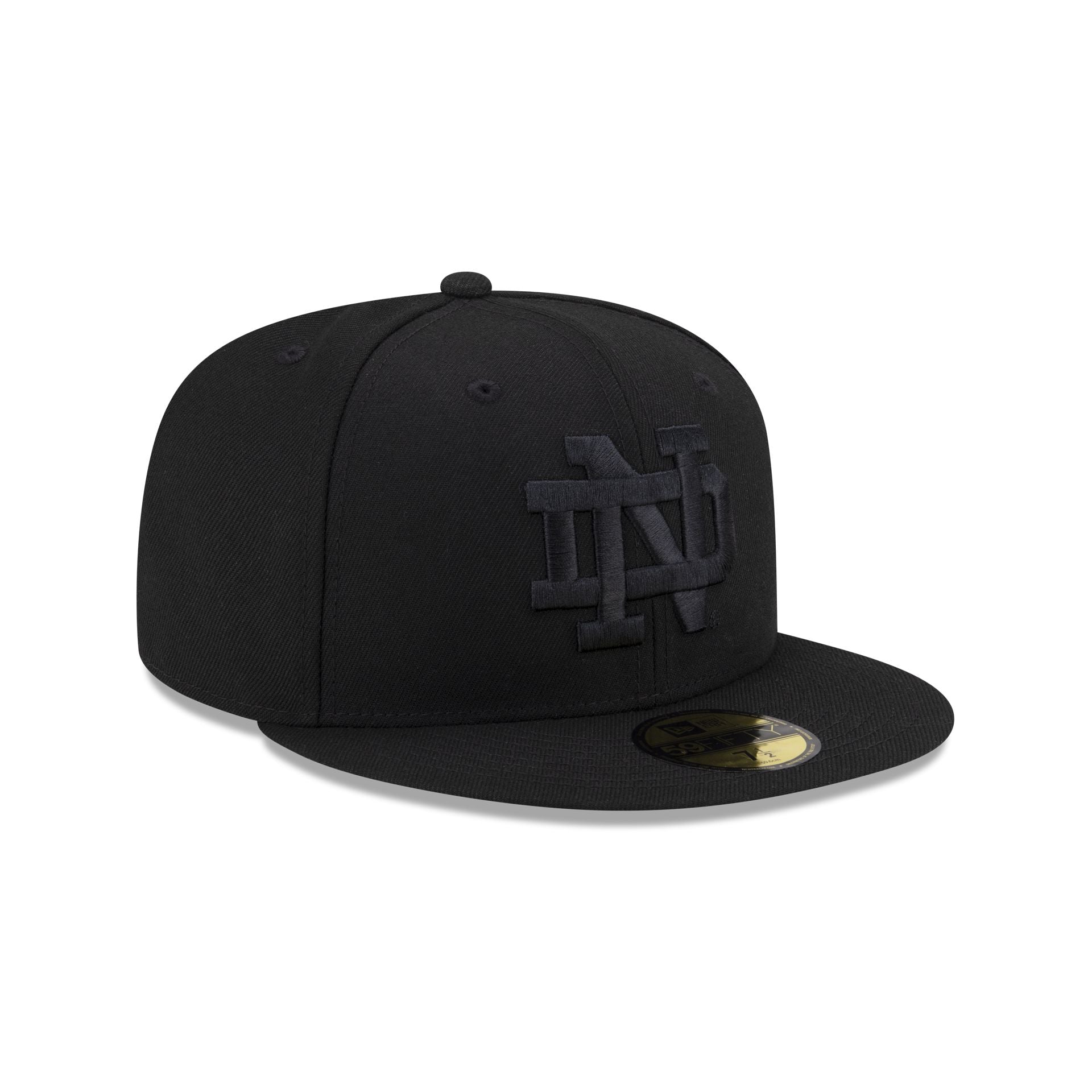 Notre Dame Fighting Irish Black on Black 59FIFTY Fitted Hat - Image 3