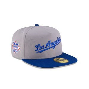 Just Caps League Sidepatch Gray Los Angeles Dodgers 59FIFTY A-Frame Fitted Hat