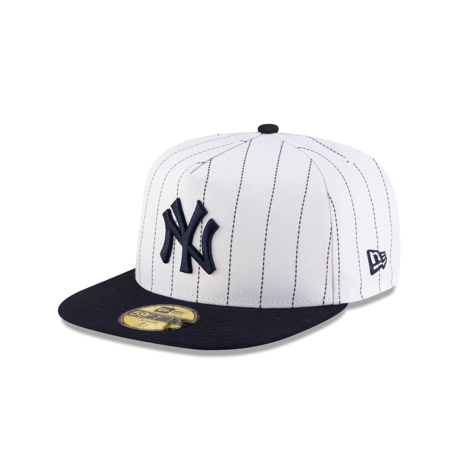 Just Caps League Sidepatch Pinstripe New York Yankees 59FIFTY A-Frame Fitted Hat - Image 3