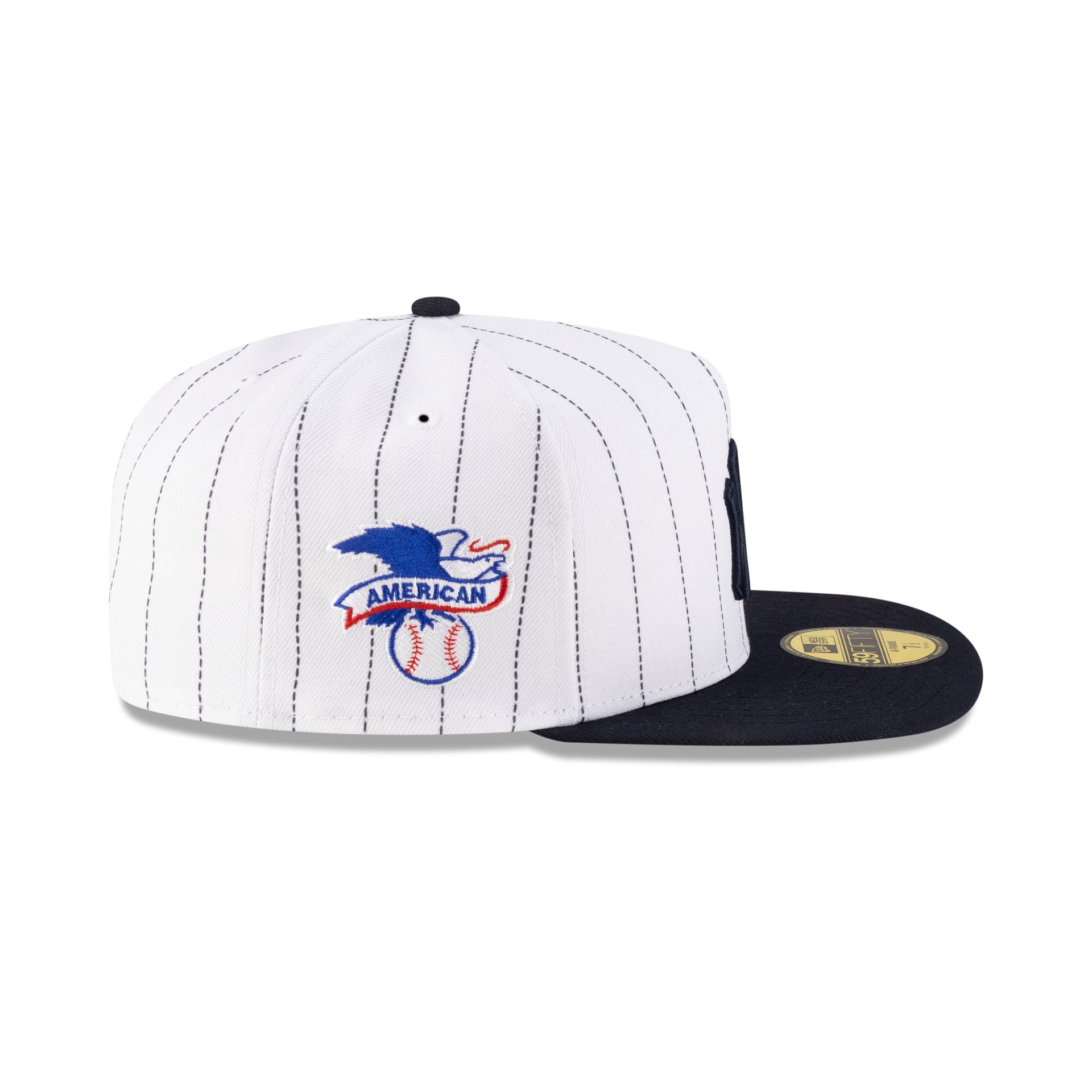 Just Caps League Sidepatch Pinstripe New York Yankees 59FIFTY A-Frame Fitted Hat - Image 4