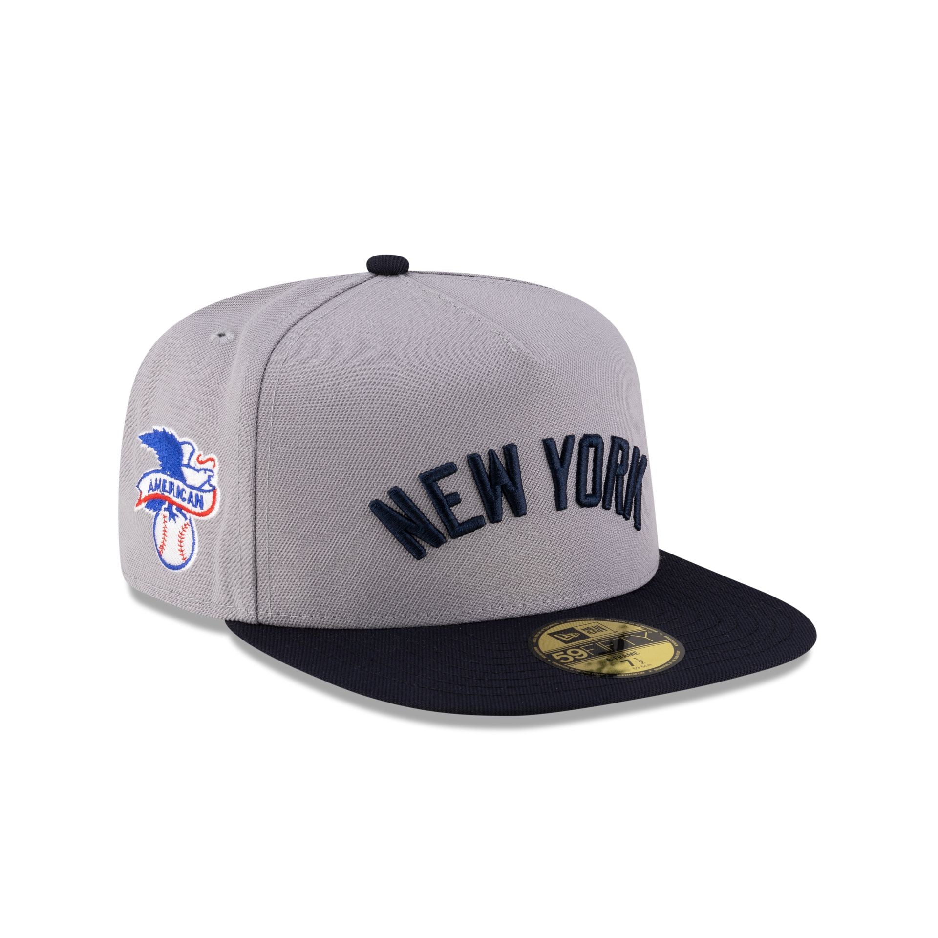 Just Caps League Sidepatch Gray New York Yankees 59FIFTY A-Frame Fitted Hat