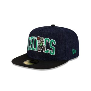 Boston Celtics Navy Denim 59FIFTY A-Frame Fitted Hat