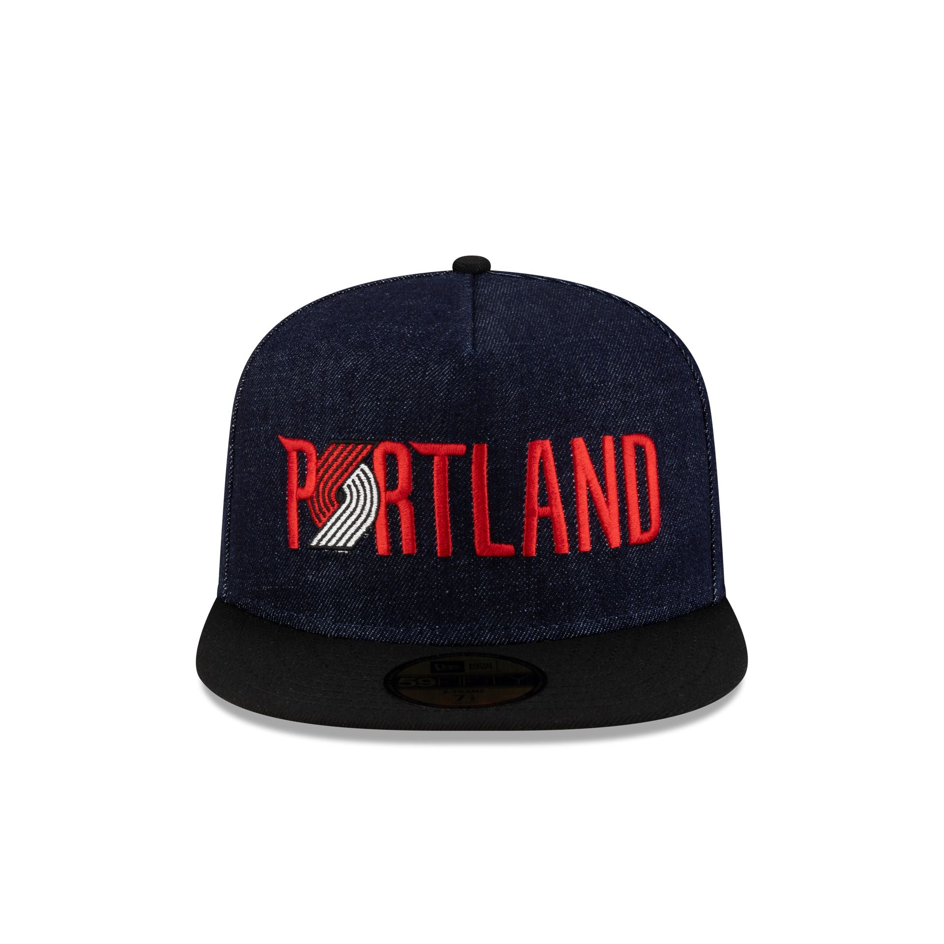 Portland Trail Blazers Navy Denim 59FIFTY A-Frame Fitted Hat - Image 2