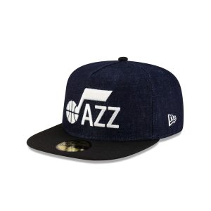 Utah Jazz Navy Denim 59FIFTY A-Frame Fitted Hat