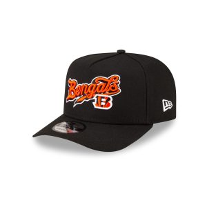 Born x Raised x Cincinnati Bengals Script Black 9FIFTY A-Frame Snapback Hat
