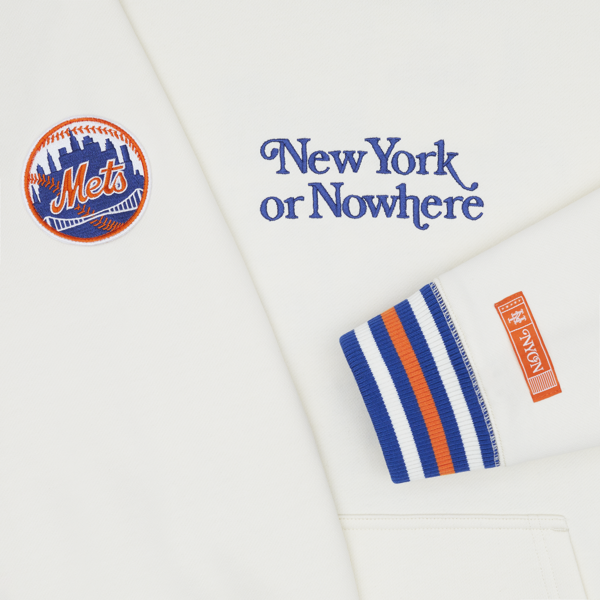 New York or Nowhere x New York Mets Youth Chrome White Motto Hoodie - Image 3