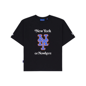 New York or Nowhere x New York Mets Black Relaxed Logo T-Shirt